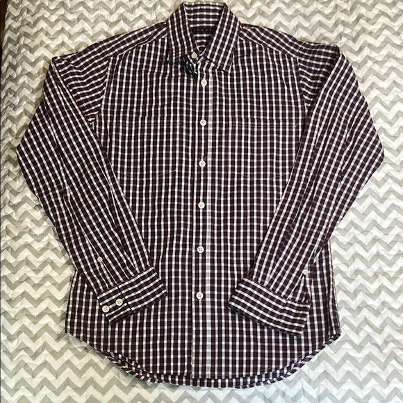Theory Women's Plaid Button Down Shirt Purple Blue White sz XS - Picture 2 of 9